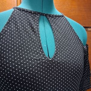 Black Polka Dot Cold Shoulder Top
